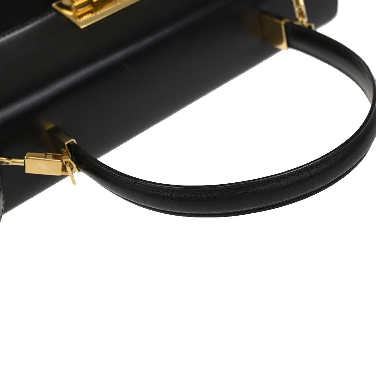 Salvatore Ferragamo Gancini handbag Leather, BLACK, LEATHER, Handbag