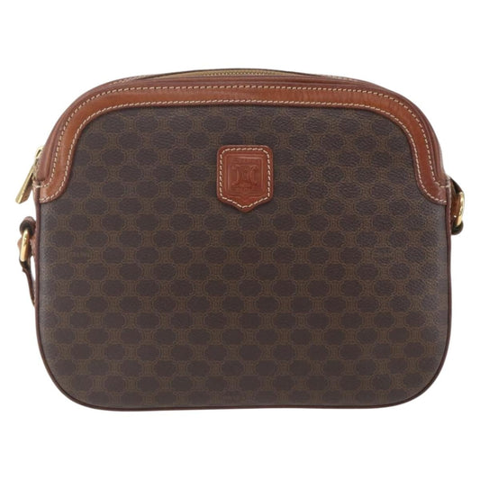Celine Vintage Macadam Shoulder Bag Canvas and Leather, BROWN, CANVAS, Shoulder bag