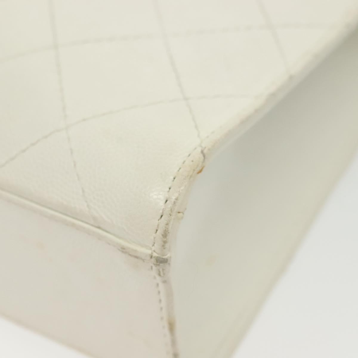 Chanel CC Shoulder Bag Quilted Caviar, WHITE, LEATHER, Shoulder bag