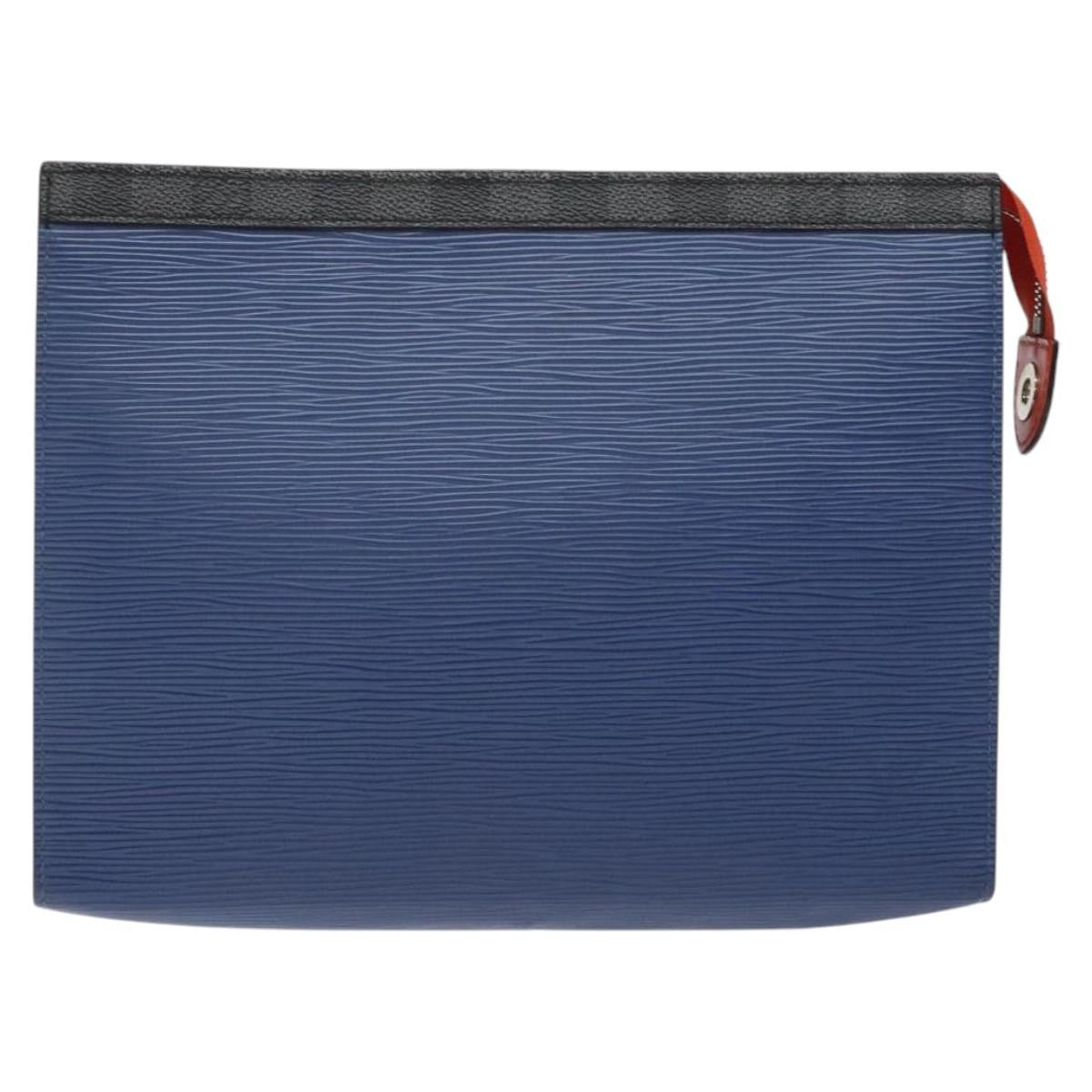 Louis Vuitton Pochette Voyage Epi Leather with Damier Graphite, BLUE, LEATHER, Clutche & pouche