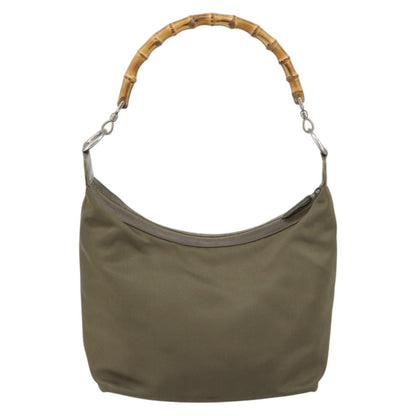 Gucci Vintage Bamboo Shoulder Bag Nylon, KHAKI, NYLON, Shoulder bag