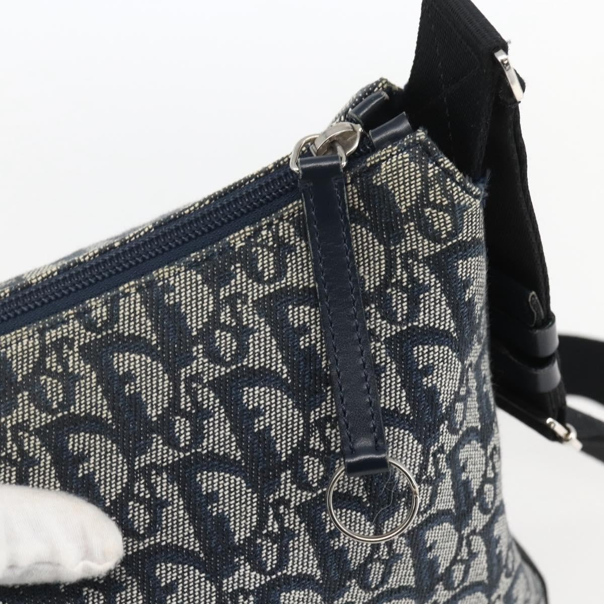 Christian Dior Vintage Trotter Shoulder Bag Canvas, NAVY, CANVAS, Shoulder bag