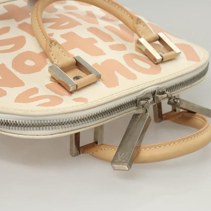 Louis Vuitton Alma Handbag Limited Edition Graffiti Leather, WHITE, CANVAS, Handbag