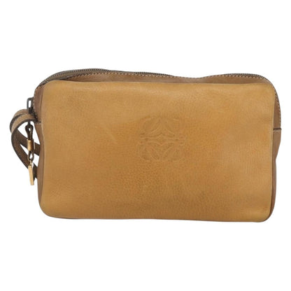 Loewe Anagram Clutch Bag Leather, BEIGE, LEATHER, Clutche & pouche