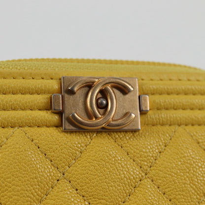 Chanel Compact Boy Wallet Caviar, GOLD, LEATHER, Wallets