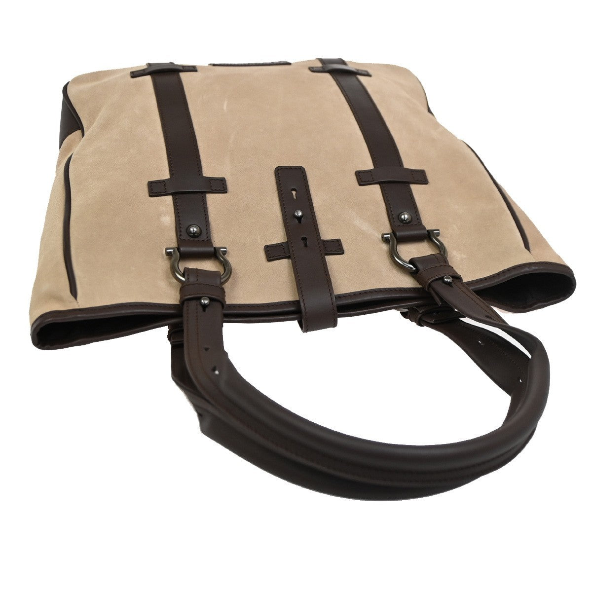 Salvatore Ferragamo Gancini Tote Suede, BROWN, SUEDE, Tote bag