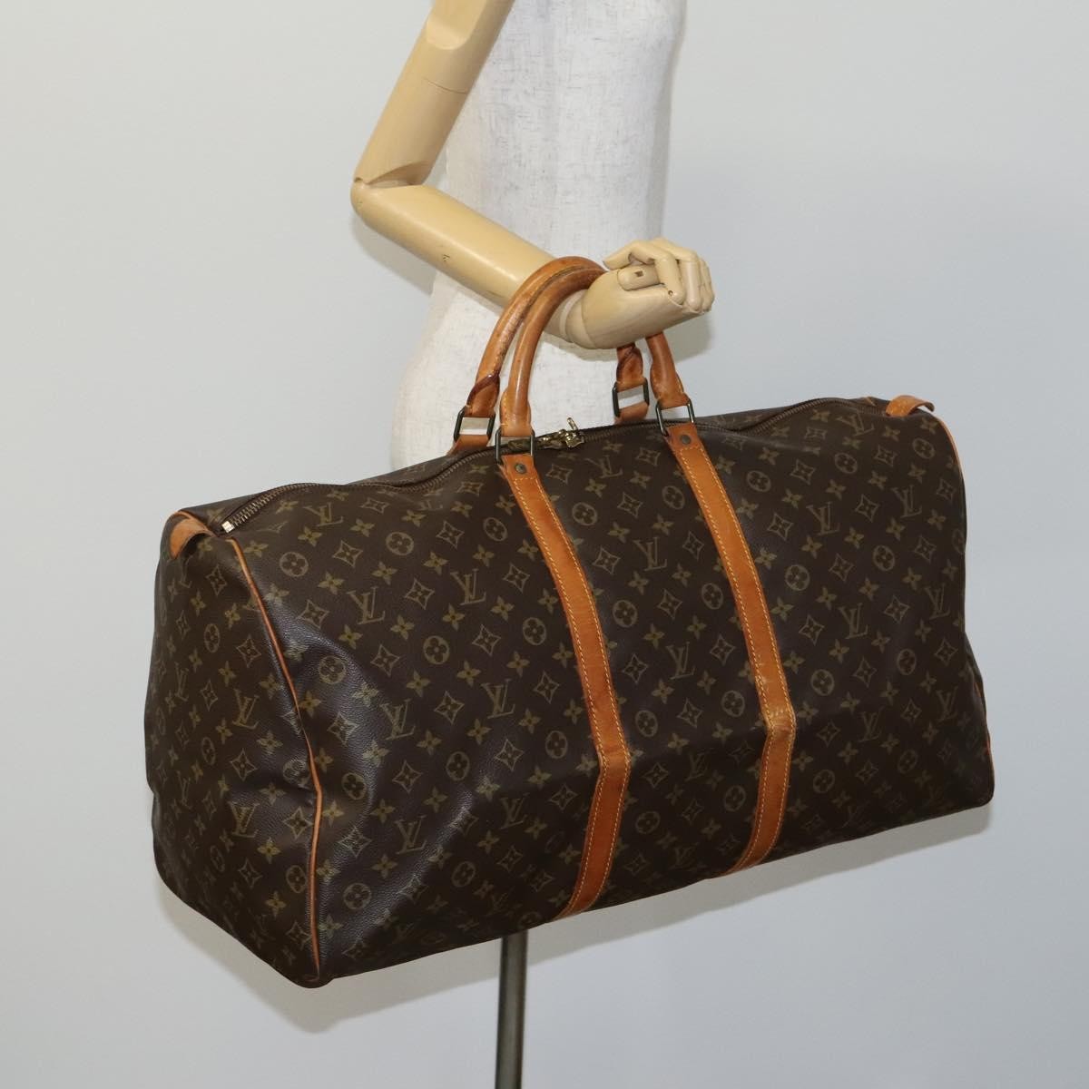 Louis Vuitton Keepall Bag Monogram Canvas, BROWN, CANVAS, Travel bag