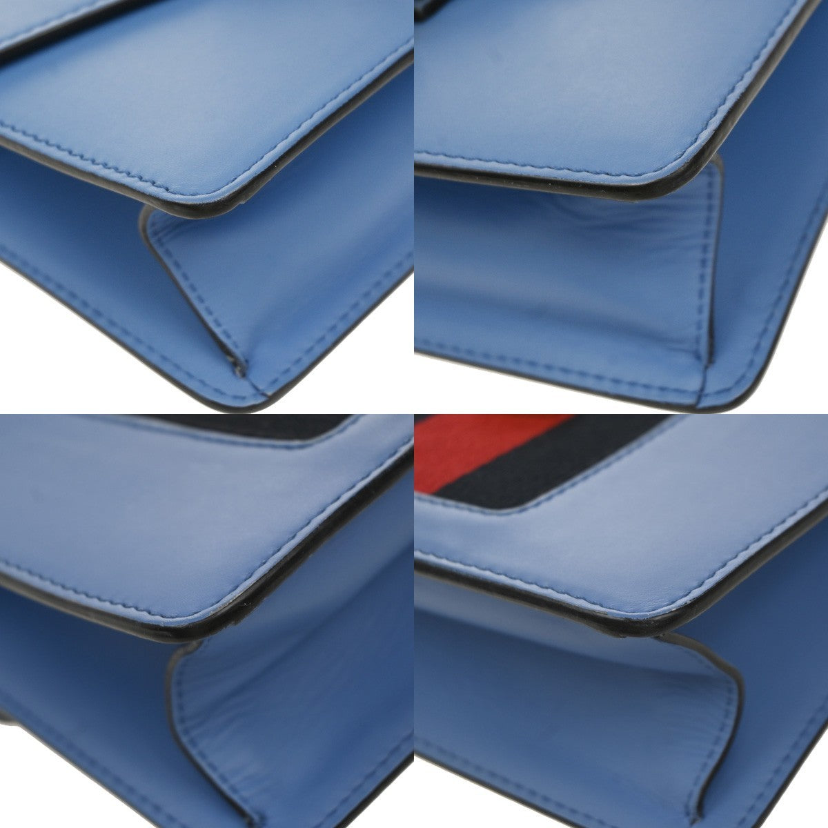 Gucci Sylvie Chain Shoulder Bag Leather, BLUE, LEATHER, Shoulder bag