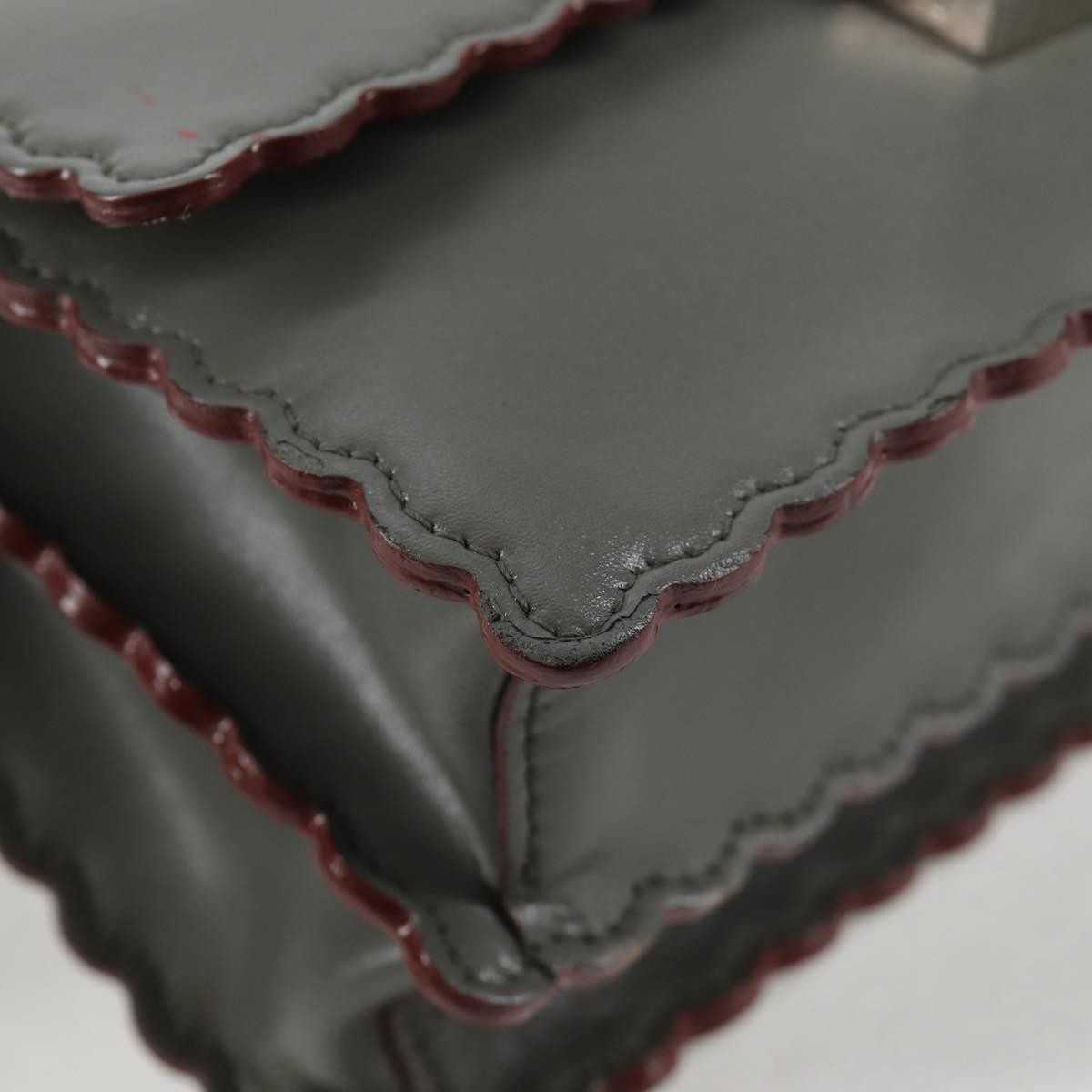 Fendi Kan I Bag Leather, GRAY, LEATHER, Handbag