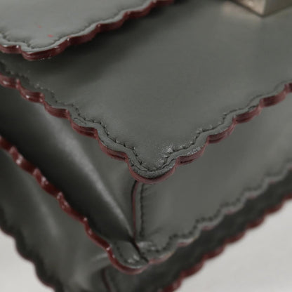 Fendi Kan I Bag Leather, GRAY, LEATHER, Handbag