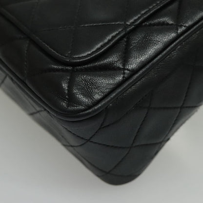 Chanel Vintage CC Pushlock Flap Bag Quilted Lambskin, BLACK, LEATHER, Shoulder bag