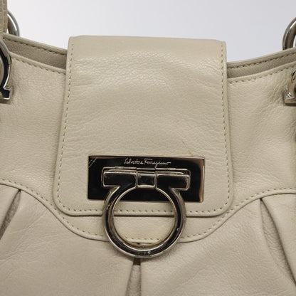 Salvatore Ferragamo Gancini handbag Leather, WHITE, LEATHER, Handbag