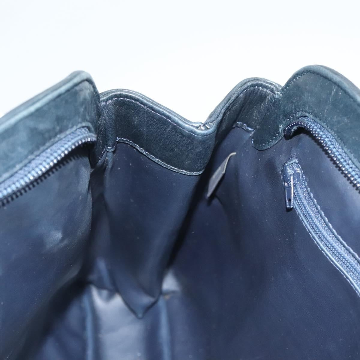 Bally Vintage Chain Shoulder Bag Quilted Leather, NAVY, LEATHER, Shoulder bag