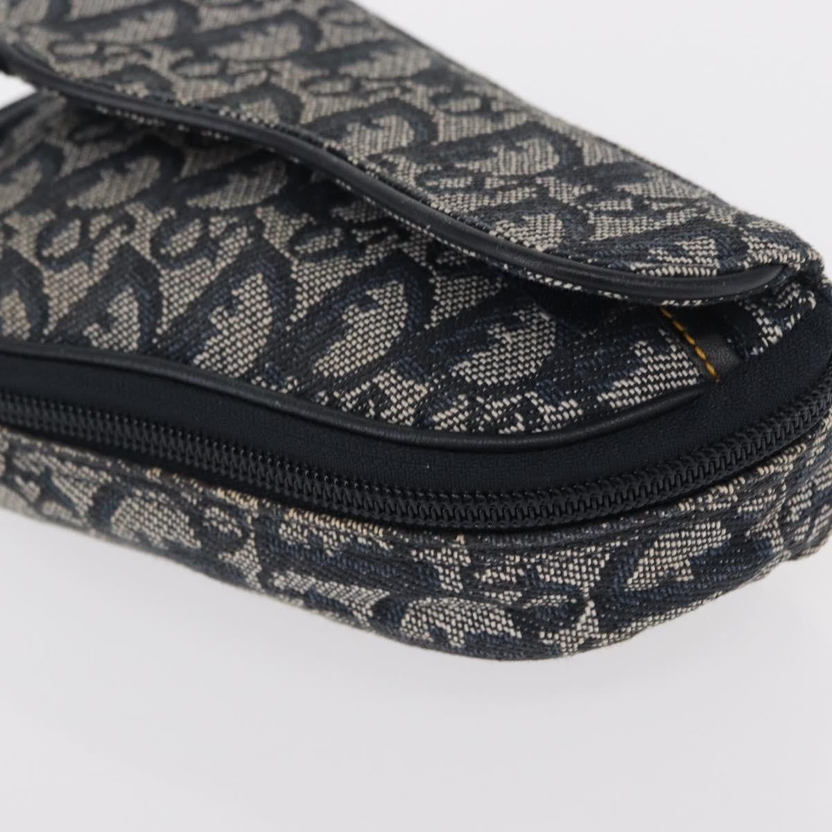 Christian Dior Saddle Zip Pouch Diorissimo Canvas, NAVY, CANVAS, Clutche & pouche