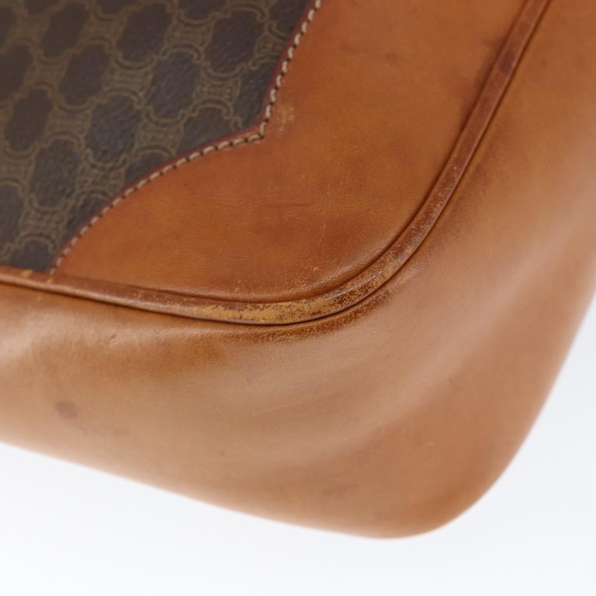 Celine Vintage Macadam Shoulder Bag Canvas and Leather, BROWN, CANVAS, Shoulder bag