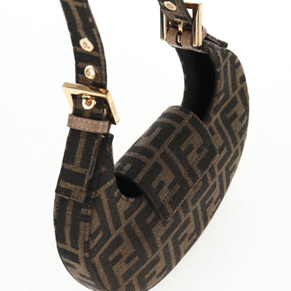 Fendi Cookie Hobo Zucca Canvas, BROWN, CANVAS, Handbag