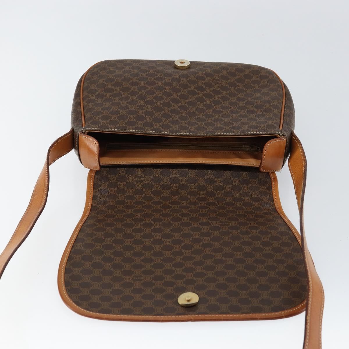 Celine Macadam Shoulder Bag PVC Leather, BROWN, CANVAS, Shoulder bag