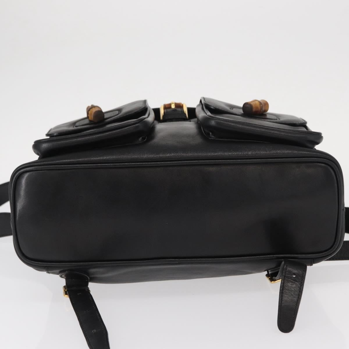 Gucci Vintage Bamboo Backpack Leather, BLACK, LEATHER, Backpack