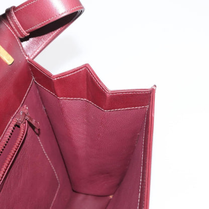 Celine Vintage Flap Shoulder Bag Leather, BURGUNDY, LEATHER, Shoulder bag