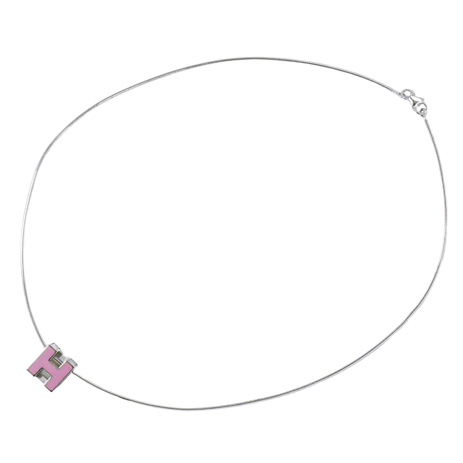 Hermes Cage d'H Pendant Necklace Metal, SILVER, METAL, Necklace