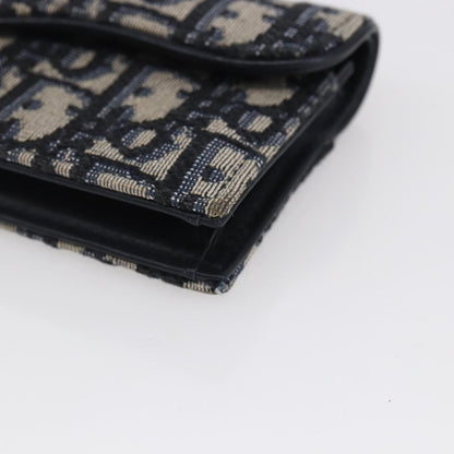 Christian Dior Saddle Card Case Oblique Canvas, NAVY, CANVAS, Card Holders