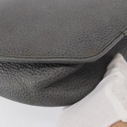 Christian Dior Vintage CD Logo Shoulder Bag Leather, GRAY, LEATHER, Shoulder bag