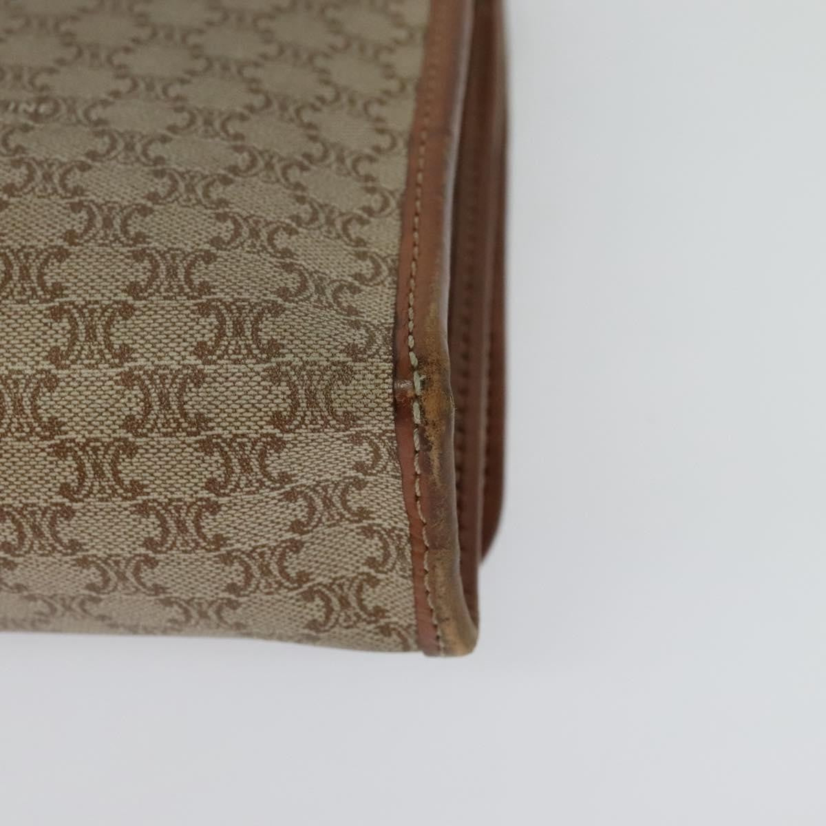 Celine Vintage Macadam Shoulder Bag Canvas and Leather, BEIGE, CANVAS, Shoulder bag