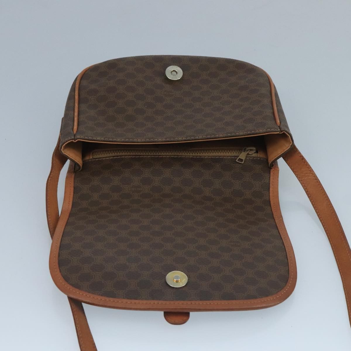 Celine Macadam Shoulder Bag PVC Leather, BROWN, CANVAS, Shoulder bag