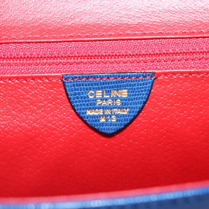 Celine Vintage Circle Logo Crossbody Bag Leather, BLUE, LEATHER, Crossbody bag