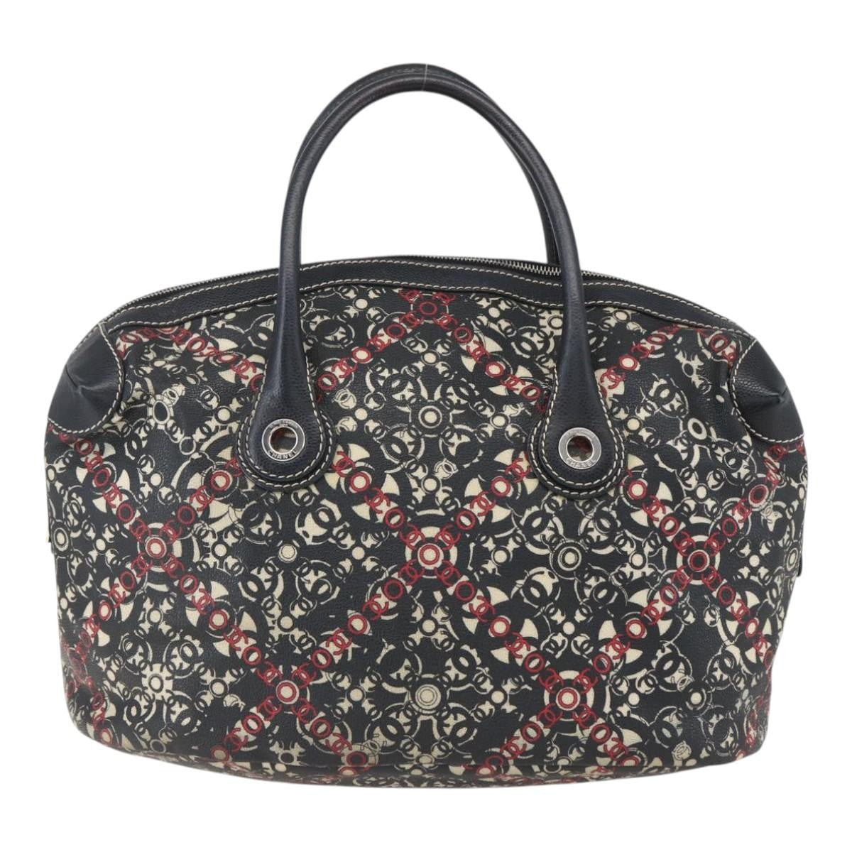 Chanel Optic Coco Bowler Bag Printed Coated Canvas with Caviar, BLACK, PVC, Travel bag