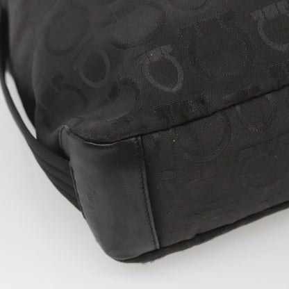 Salvatore Ferragamo Gancini Shoulder Bag Canvas, BLACK, CANVAS, Shoulder bag