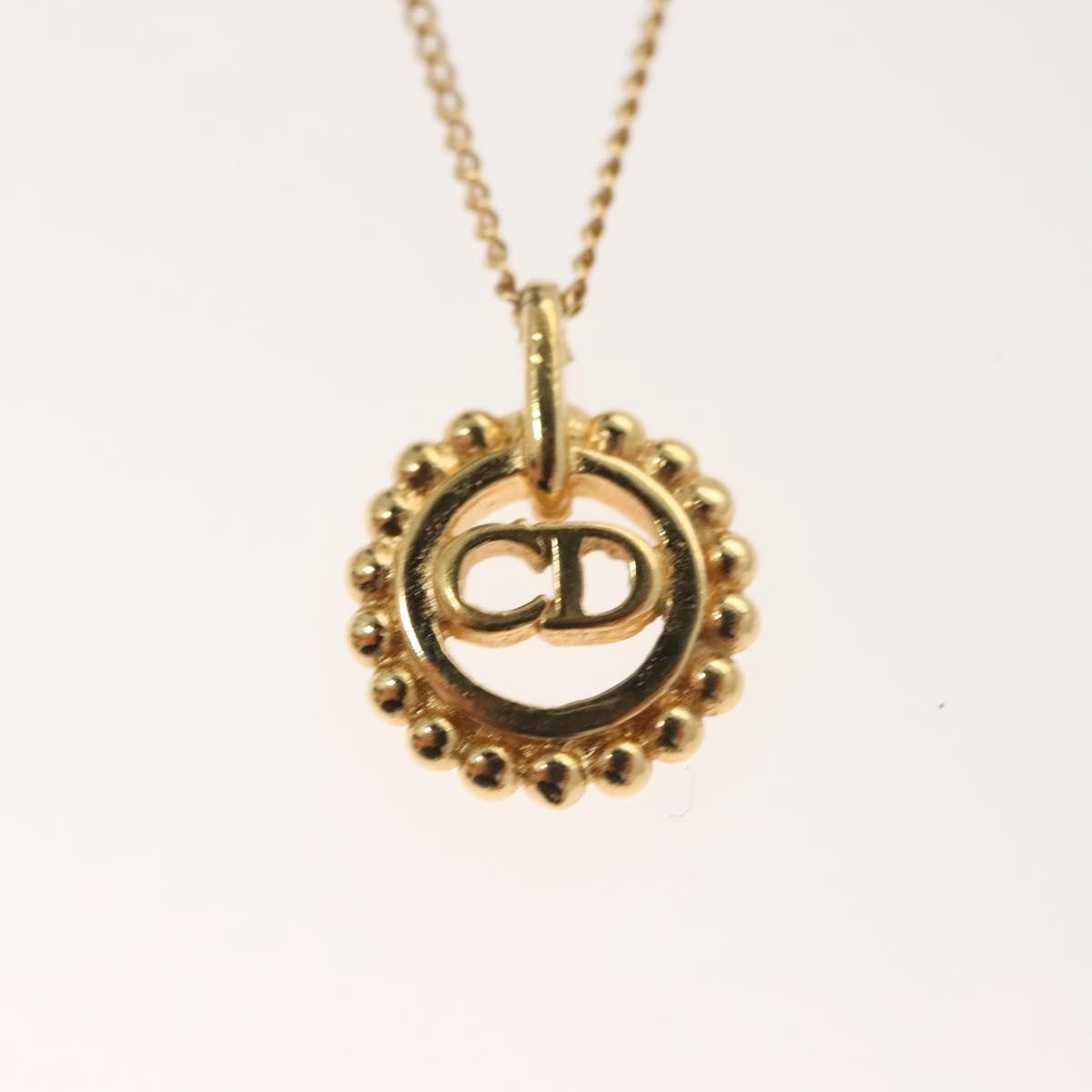 Christian Dior CD Round Pendant Necklace Metal, GOLD, METAL, Necklace