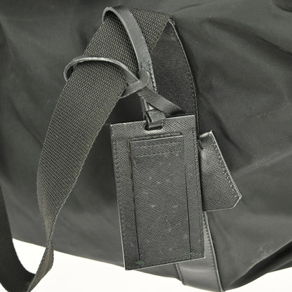 Prada Weekend Duffle Bag Tessuto with Saffiano Leather, BLACK, NYLON, Travel bag
