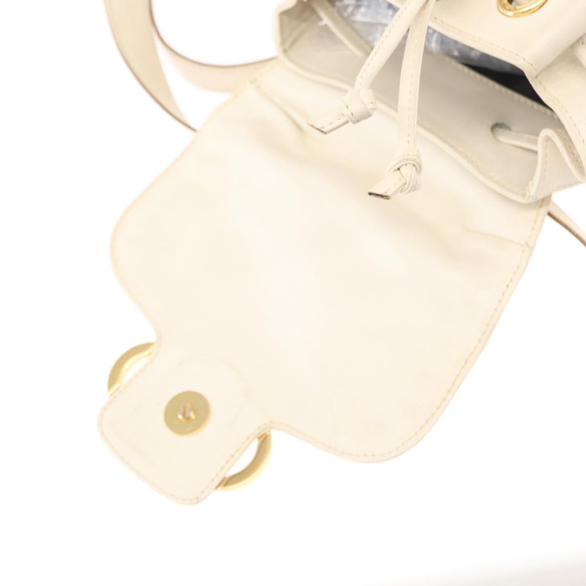 Salvatore Ferragamo Gancini Flap Drawstring Backpack Leather, WHITE, LEATHER, Backpack