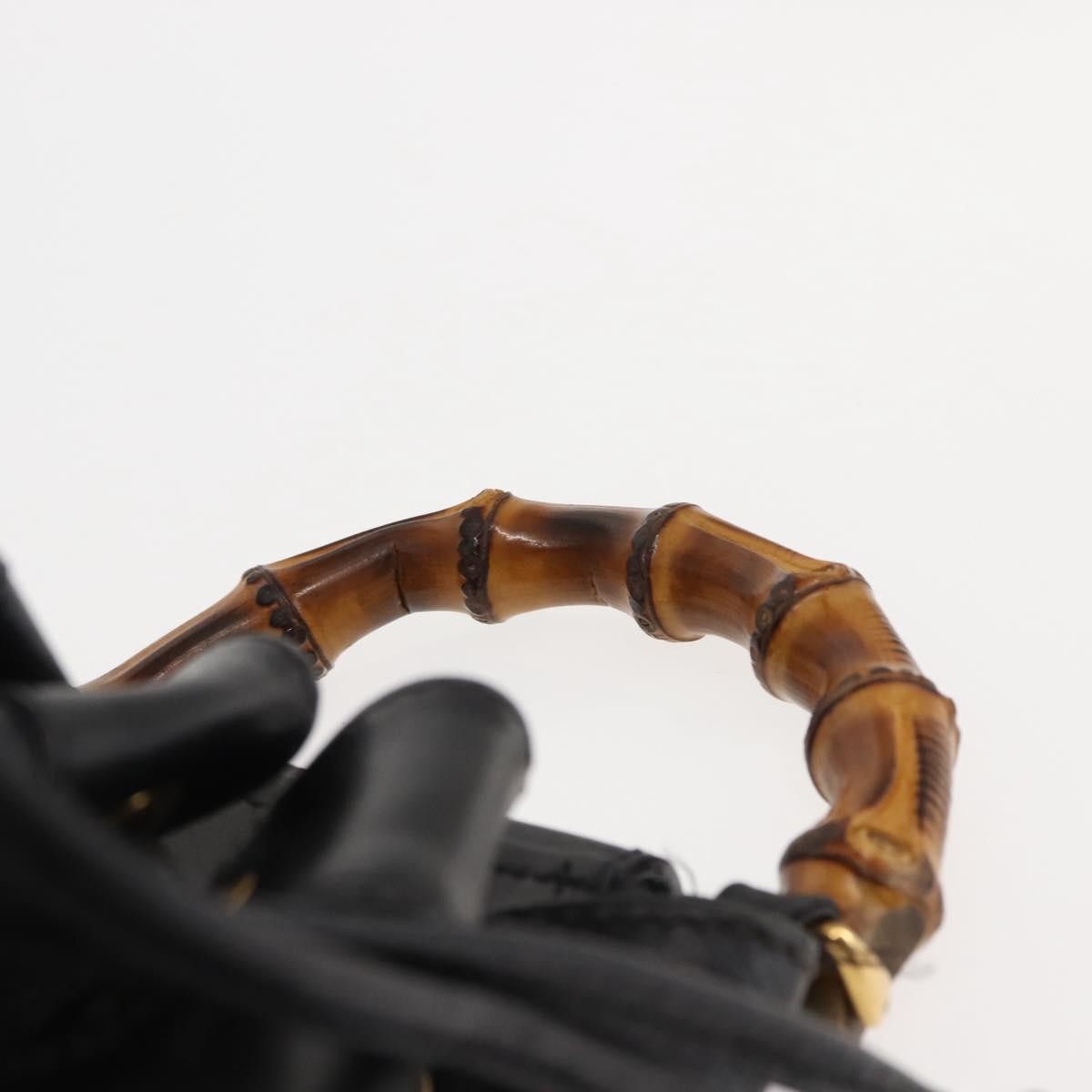 Gucci Vintage Bamboo Sling Backpack Leather, BLACK, LEATHER, Backpack