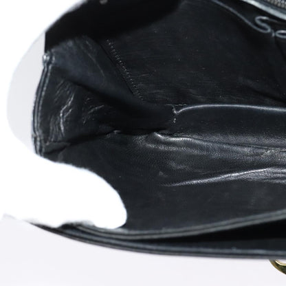 Celine Vintage Triomphe Flap Bag Leather, BLACK, LEATHER, Shoulder bag