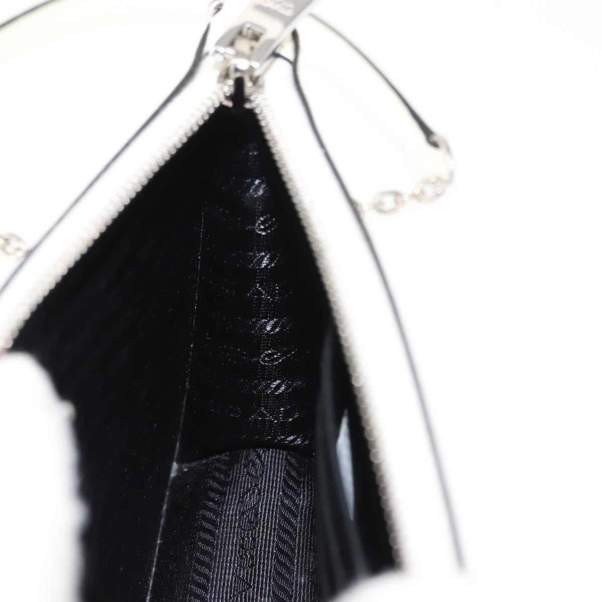 Prada Chain Crossbody Bag Vernice Saffiano Leather, WHITE, LEATHER, Shoulder bag