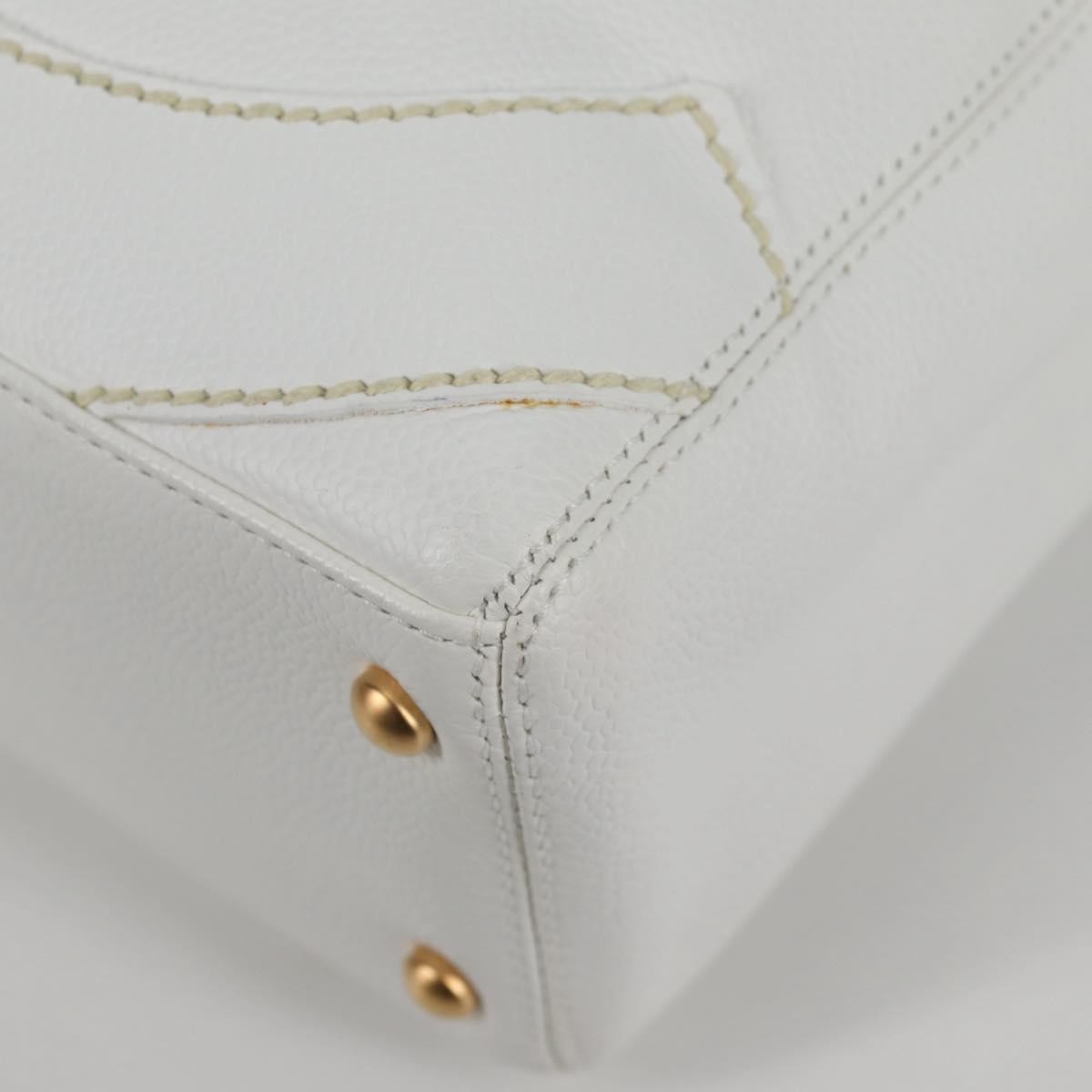 Chanel CC Stitch Tote Caviar, WHITE, LEATHER, Handbag