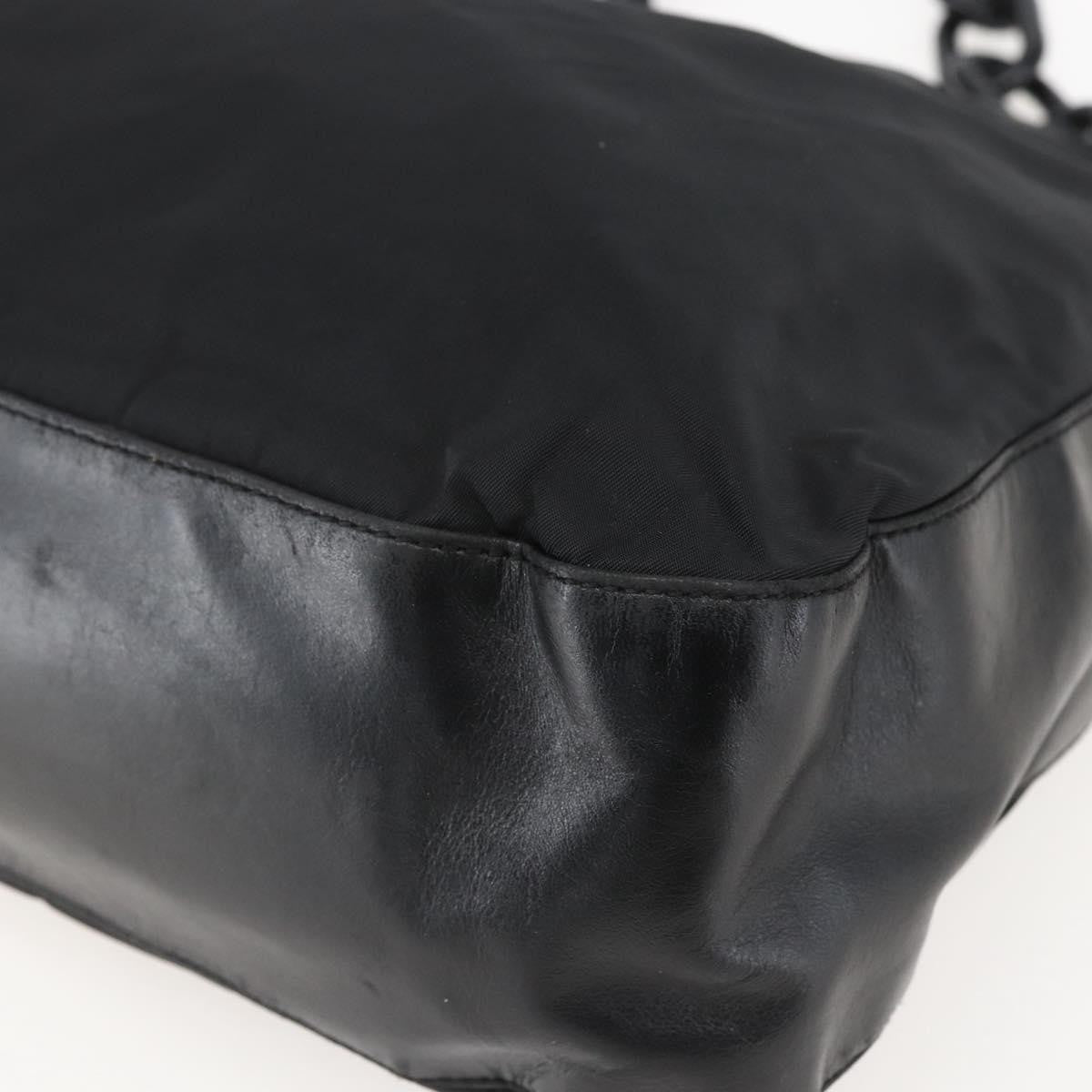 Prada Chain Shoulder Bag Tessuto, BLACK, NYLON, Shoulder bag