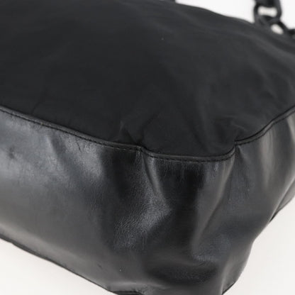 Prada Chain Shoulder Bag Tessuto, BLACK, NYLON, Shoulder bag