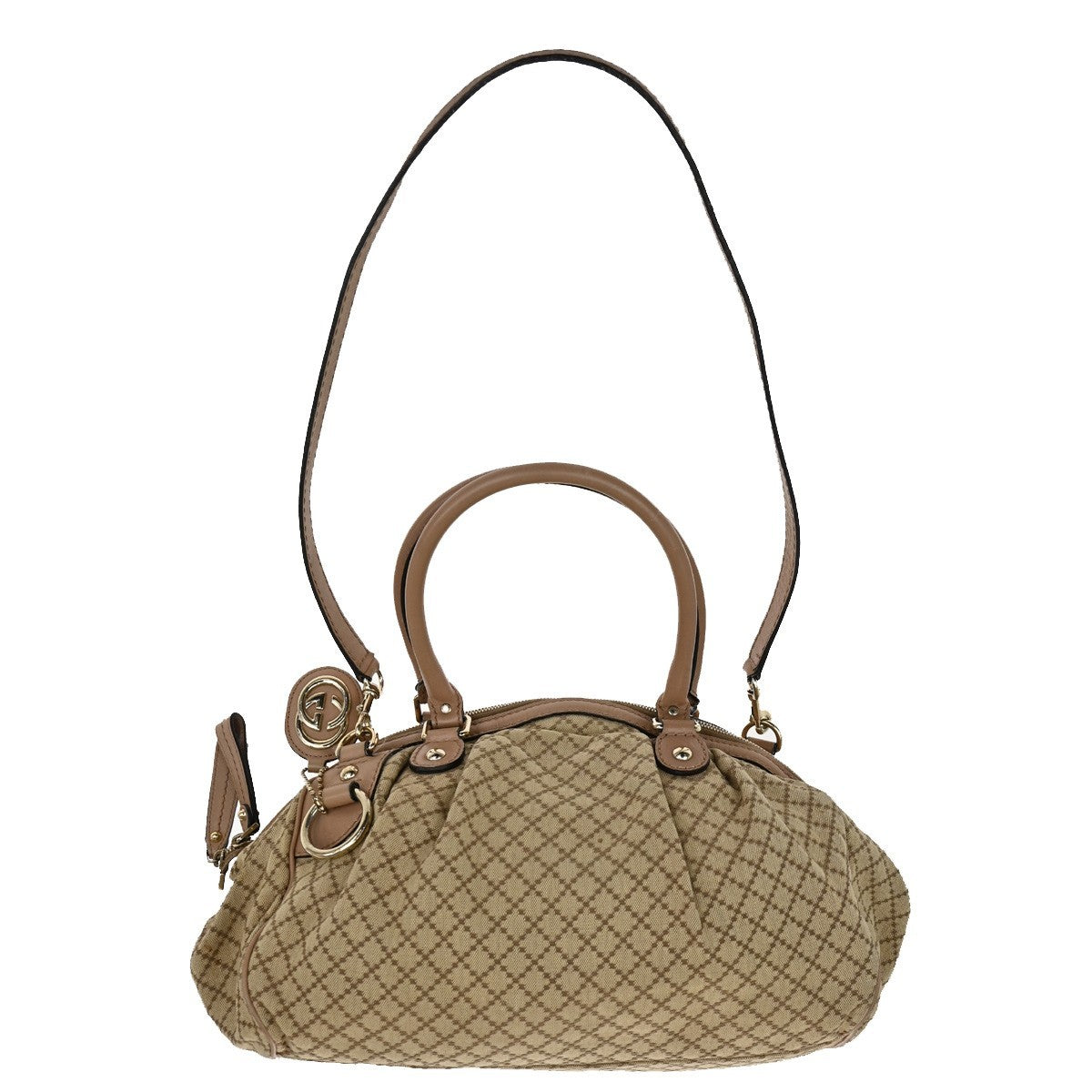 Gucci Sukey Convertible Boston Bag Diamante Canvas, BROWN, CANVAS, Tote bag