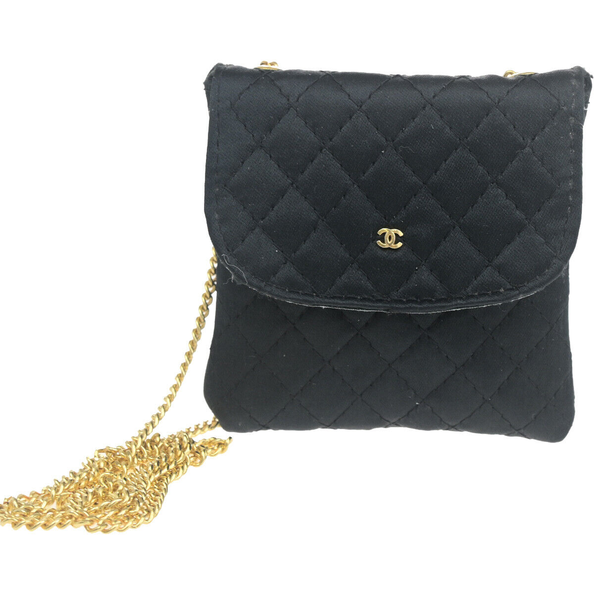 Chanel CC Logo Micro Matelasse Shoulder Bag Pouch Canvas, BLACK, CANVAS, Shoulder bag