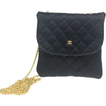 Chanel CC Logo Micro Matelasse Shoulder Bag Pouch Canvas, BLACK, CANVAS, Shoulder bag