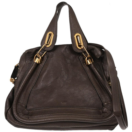 Chloe Paraty Top Handle Bag Leather, BROWN, LEATHER, Handbag