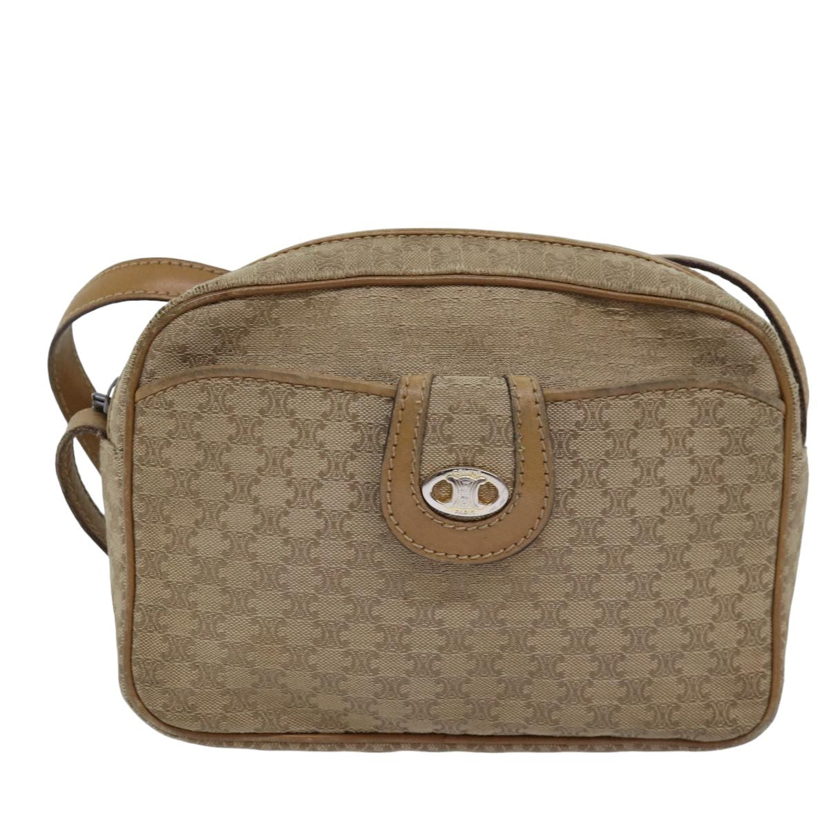 Celine Macadam Shoulder Bag Canvas, BEIGE, CANVAS, Shoulder bag