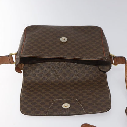 Celine Vintage Macadam Shoulder Bag Canvas, BROWN, CANVAS, Shoulder bag