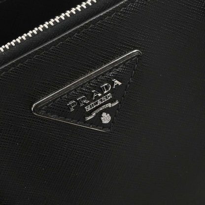 Prada Grommet Galleria Double Zip Tote City Calfskin, BLACK, LEATHER, Shoulder bag