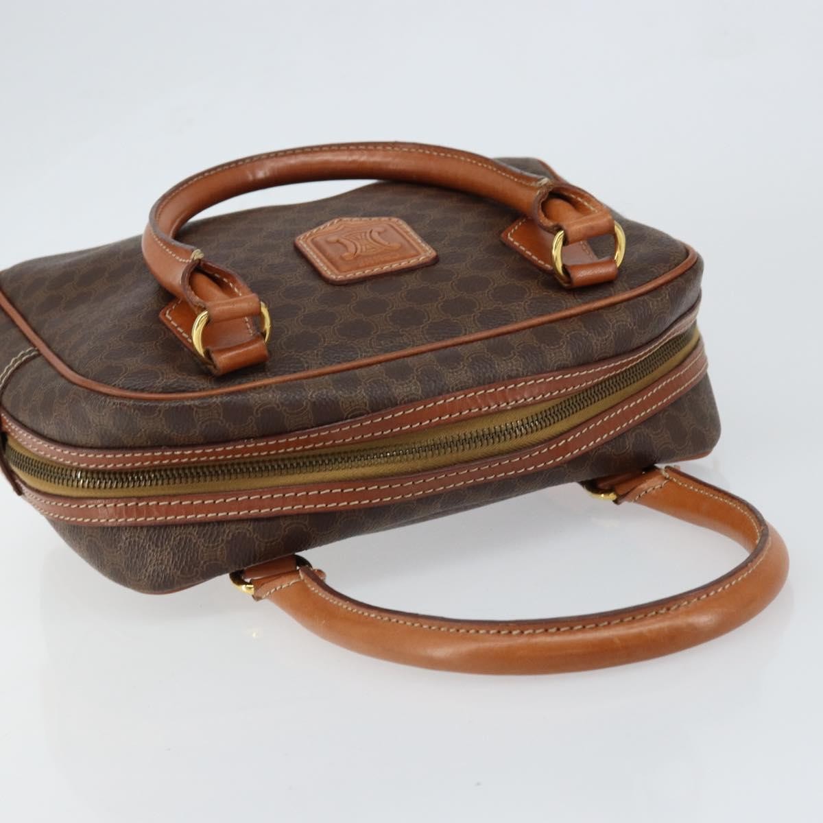 Celine Macadam Handbag Macadam with leather, BROWN, CANVAS, Handbag