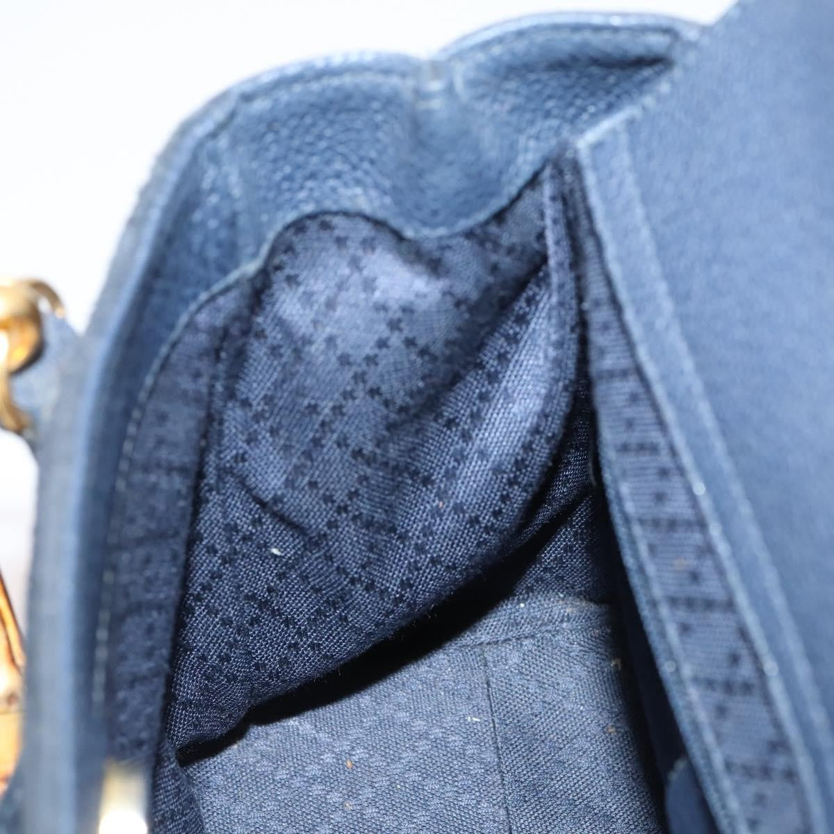 Gucci Vintage Bamboo Front Pocket Tote Suede, NAVY, SUEDE, Handbag