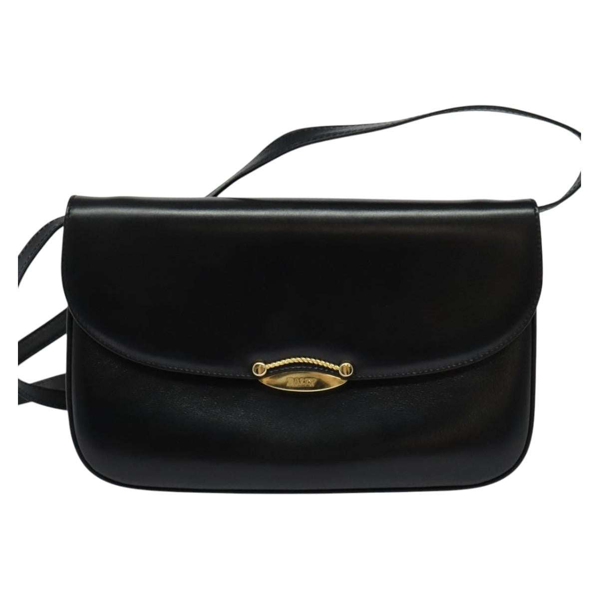 Bally Vintage Shoulder Bag Leather, Black, Leather, Shoulder Bag